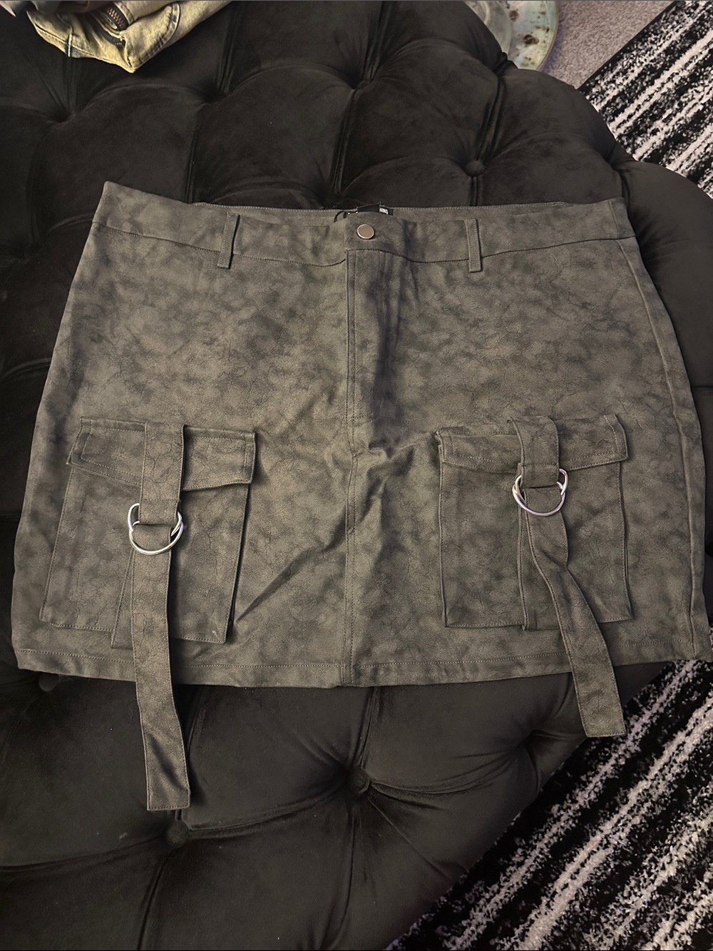 Fashion Nova Olive Green Utility Mini Skirt with D-Ring Straps